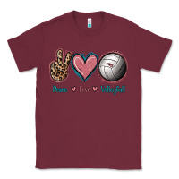 Burgundy Peace Love Volleyball Classic Tee - Jasminsmagicworld