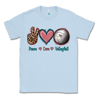 Dusty Blue Peace Love Volleyball Classic Tee - Jasminsmagicworld