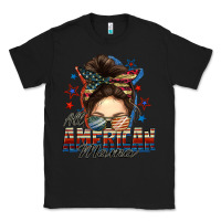 Black All American mama messy bun 4th of july Classic Tee - FaDigitalArtStudio