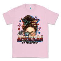 Bubblegum Pink All American mama messy bun 4th of july Classic Tee - FaDigitalArtStudio