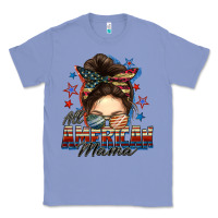 Colony Blue All American mama messy bun 4th of july Classic Tee - FaDigitalArtStudio