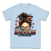All American Mama Messy Bun 4th Of July Classic Tee | Teevron