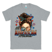 Heather Grey All American mama messy bun 4th of july Classic Tee - FaDigitalArtStudio