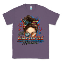 Lavender All American mama messy bun 4th of july Classic Tee - FaDigitalArtStudio