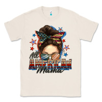 Natural All American mama messy bun 4th of july Classic Tee - FaDigitalArtStudio