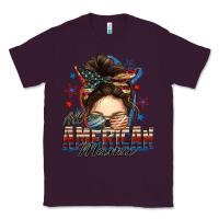 Plum All American mama messy bun 4th of july Classic Tee - FaDigitalArtStudio
