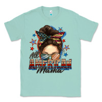 Seafoam All American mama messy bun 4th of july Classic Tee - FaDigitalArtStudio