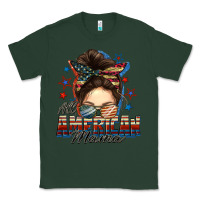 Sports Green All American mama messy bun 4th of july Classic Tee - FaDigitalArtStudio