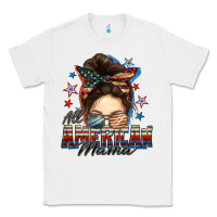 White All American mama messy bun 4th of july Classic Tee - FaDigitalArtStudio