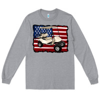 Heather Grey golf cart american flag Long Sleeve Tee - Artiststas