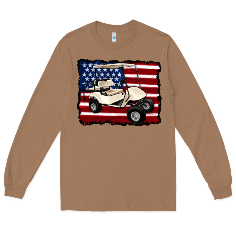 Golf Cart American Flag Long Sleeve Tee by Artiststas | Teevron