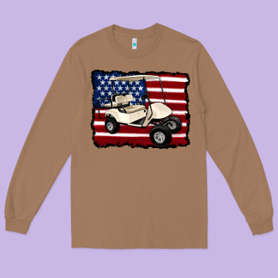 Golf Cart American Flag Long Sleeve Tee Designed By Artiststas