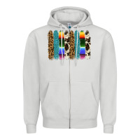 Dove Grey serape leopard tooled leather cowhide background Zipper Hoodie - RanaPortraitStore
