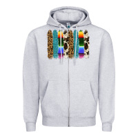 Heather Grey serape leopard tooled leather cowhide background Zipper Hoodie - RanaPortraitStore
