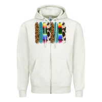 Oatmeal Heather serape leopard tooled leather cowhide background Zipper Hoodie - RanaPortraitStore
