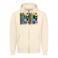 Sandshell serape leopard tooled leather cowhide background Zipper Hoodie - RanaPortraitStore