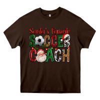 Chocolate Brown Santa's Favorite Soccer Coach For Christmas Heavy Core Tee - FaDigitalArtStudio