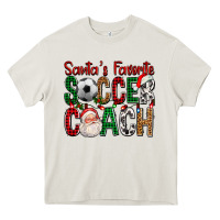 Cream Santa's Favorite Soccer Coach For Christmas Heavy Core Tee - FaDigitalArtStudio