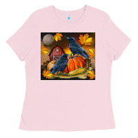 Bubblegum Pink Fall Crow Ladies Tee - LillyAllenDesigns