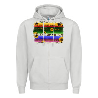 Dove Grey serape sunflowers leopard cowhide background Zipper Hoodie - RanaPortraitStore