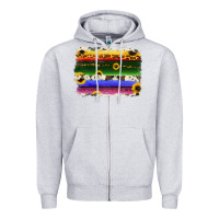 Heather Grey serape sunflowers leopard cowhide background Zipper Hoodie - RanaPortraitStore