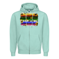 Seafoam serape sunflowers leopard cowhide background Zipper Hoodie - RanaPortraitStore