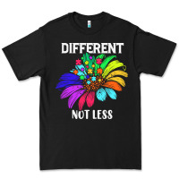 Black Different Not Less Daisy Autism Puzzle Premium Tee - CowhideDigitalArt