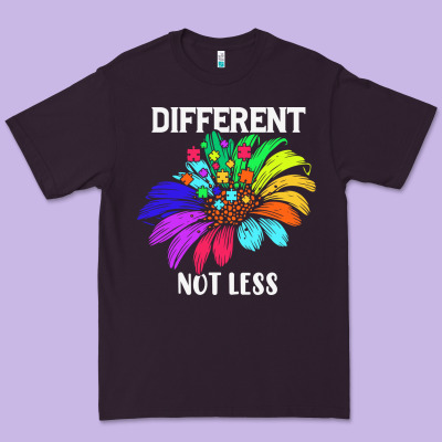 Different Not Less Daisy Autism Puzzle Premium Tee Designed By Cowhidedigitalart