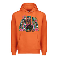Carrot dachshund dog pink  floral rainbow Premium Hoodie - BarkalooDesign