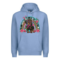 Colony Blue dachshund dog pink  floral rainbow Premium Hoodie - BarkalooDesign