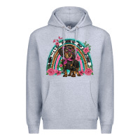 Heather Grey dachshund dog pink  floral rainbow Premium Hoodie - BarkalooDesign