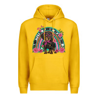 Lemon dachshund dog pink  floral rainbow Premium Hoodie - BarkalooDesign