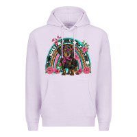 Lilac dachshund dog pink  floral rainbow Premium Hoodie - BarkalooDesign