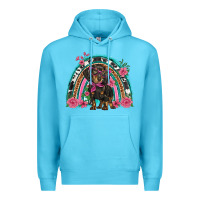 Ocean Blue dachshund dog pink  floral rainbow Premium Hoodie - BarkalooDesign