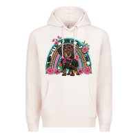 Pale Pink dachshund dog pink  floral rainbow Premium Hoodie - BarkalooDesign