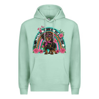 Seafoam dachshund dog pink  floral rainbow Premium Hoodie - BarkalooDesign