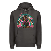 Smoke dachshund dog pink  floral rainbow Premium Hoodie - BarkalooDesign