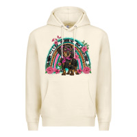 Tofu dachshund dog pink  floral rainbow Premium Hoodie - BarkalooDesign