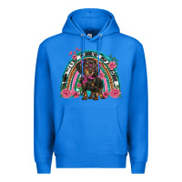 True Royal dachshund dog pink  floral rainbow Premium Hoodie - BarkalooDesign