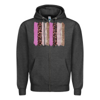 Charcoal Heather pink glitter leopard brushstroke background Zipper Hoodie - RanaPortraitStore