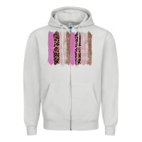 Dove Grey pink glitter leopard brushstroke background Zipper Hoodie - RanaPortraitStore