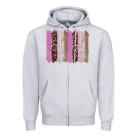 Heather Grey pink glitter leopard brushstroke background Zipper Hoodie - RanaPortraitStore