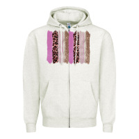 Oatmeal Heather pink glitter leopard brushstroke background Zipper Hoodie - RanaPortraitStore