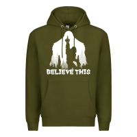 Army Green bigfoot t  shirt believe this t  shirt Premium Hoodie - linhVisuals
