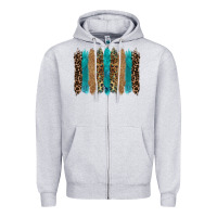 Heather Grey glitter turqoise leopard tooled leather background Zipper Hoodie - RanaPortraitStore
