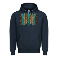 Navy glitter turqoise leopard tooled leather background Zipper Hoodie - RanaPortraitStore