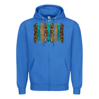 True Royal glitter turqoise leopard tooled leather background Zipper Hoodie - RanaPortraitStore