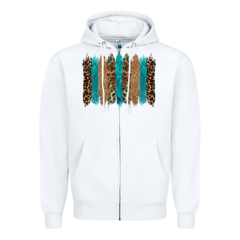 Glitter Turqoise Leopard Tooled Leather Background Zipper Hoodie by RanaPortraitStore | Teevron