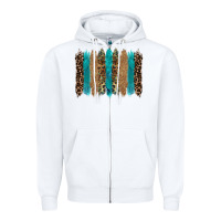 White glitter turqoise leopard tooled leather background Zipper Hoodie - RanaPortraitStore