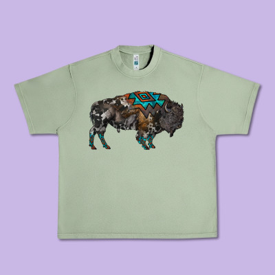 Cowhide Bison Urban Heavy Tee Designed By Ranaportraitstore